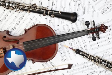 classical musical instruments - with Texas icon