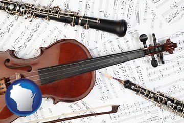 classical musical instruments - with Wisconsin icon