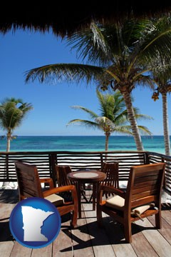 outdoor furniture on a tropical, oceanfront deck - with Minnesota icon