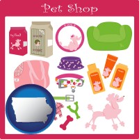 iowa map icon and pet shop products