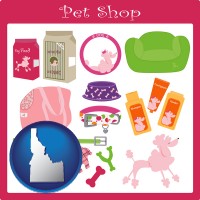 idaho map icon and pet shop products