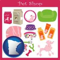 minnesota map icon and pet shop products