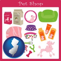 new-jersey map icon and pet shop products