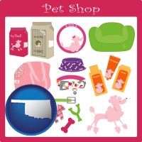oklahoma map icon and pet shop products