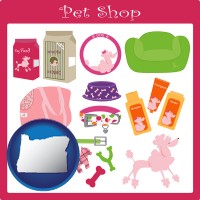 oregon map icon and pet shop products