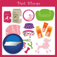 tennessee map icon and pet shop products