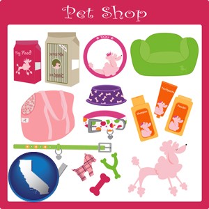 pet shop products - with California icon