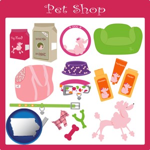 pet shop products - with Iowa icon