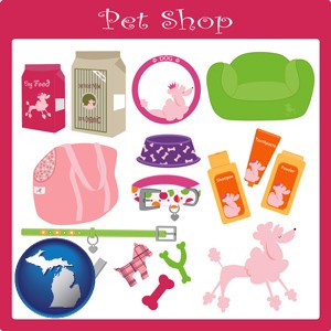pet shop products - with Michigan icon