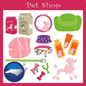 pet shop products - with North Carolina icon