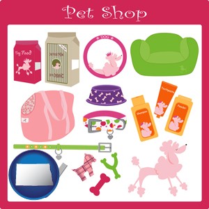 pet shop products - with North Dakota icon