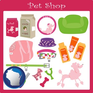 pet shop products - with Wisconsin icon