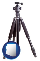 arizona map icon and a camera tripod