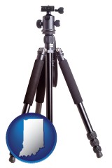 in map icon and a camera tripod
