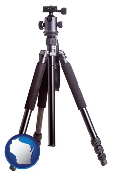 a camera tripod - with Wisconsin icon