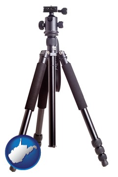 a camera tripod - with West Virginia icon