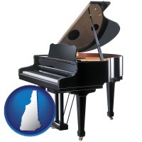 new-hampshire map icon and a grand piano