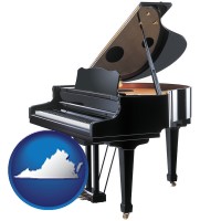 virginia map icon and a grand piano