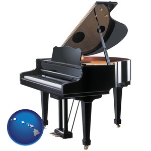 a grand piano - with Hawaii icon
