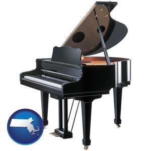 a grand piano - with Massachusetts icon