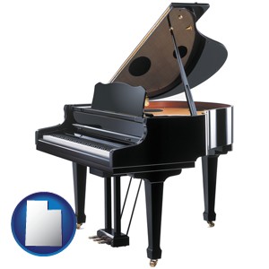 a grand piano - with Utah icon