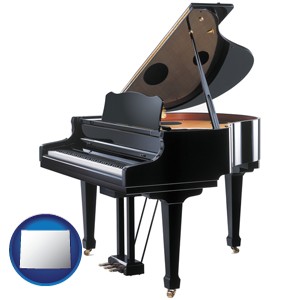 a grand piano - with Wyoming icon