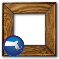 massachusetts a wooden picture frame