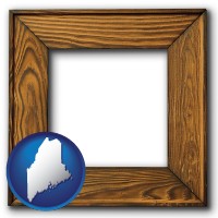 maine a wooden picture frame