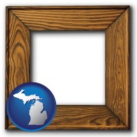michigan a wooden picture frame