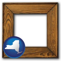 new-york a wooden picture frame