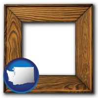 washington a wooden picture frame