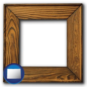 a wooden picture frame - with Colorado icon