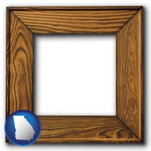 a wooden picture frame - with Georgia icon