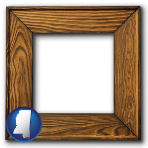 a wooden picture frame - with Mississippi icon