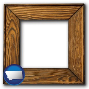 a wooden picture frame - with Montana icon
