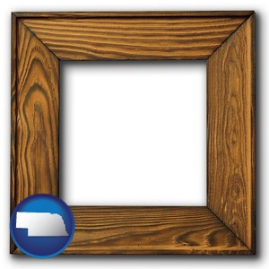 a wooden picture frame - with Nebraska icon