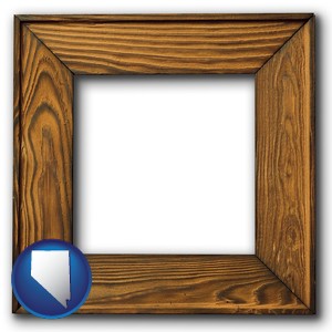 a wooden picture frame - with Nevada icon