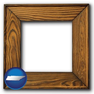 a wooden picture frame - with Tennessee icon