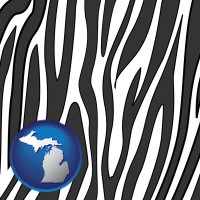 michigan map icon and a zebra print