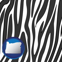 oregon map icon and a zebra print