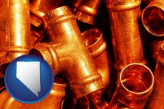 nevada map icon and copper tee pipe connectors