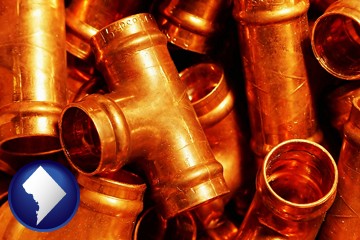 copper tee pipe connectors - with Washington, DC icon