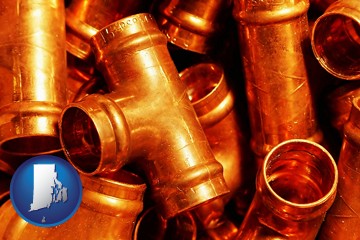copper tee pipe connectors - with Rhode Island icon