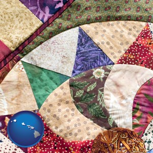a patchwork quilt - with Hawaii icon