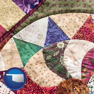 a patchwork quilt - with Oklahoma icon