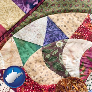 a patchwork quilt - with West Virginia icon