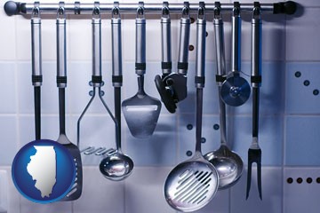 restaurant kitchen utensils - with Illinois icon