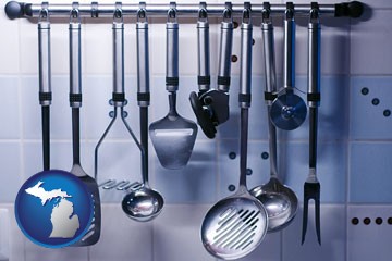 restaurant kitchen utensils - with Michigan icon