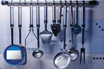 restaurant kitchen utensils - with North Dakota icon