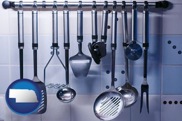 restaurant kitchen utensils - with Nebraska icon